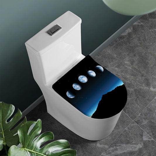 Night Sky And Moon Phase Print Toilet Lid Cover