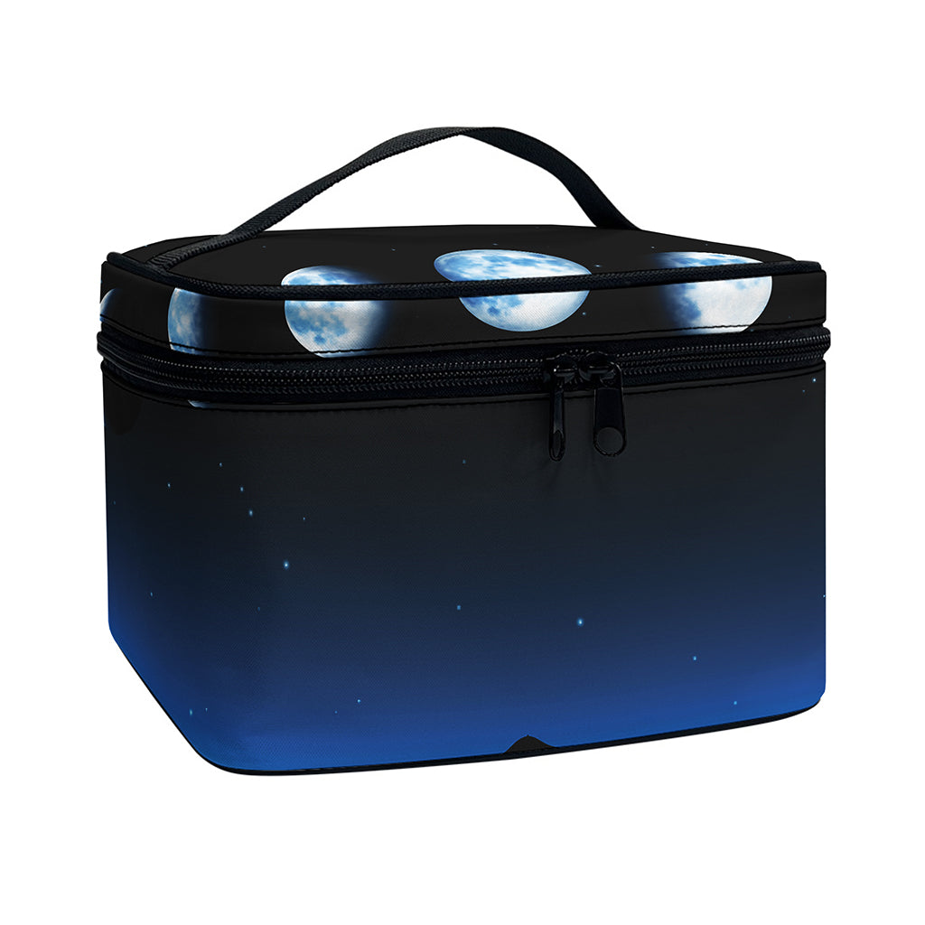 Night Sky And Moon Phase Print Travel Makeup Bag