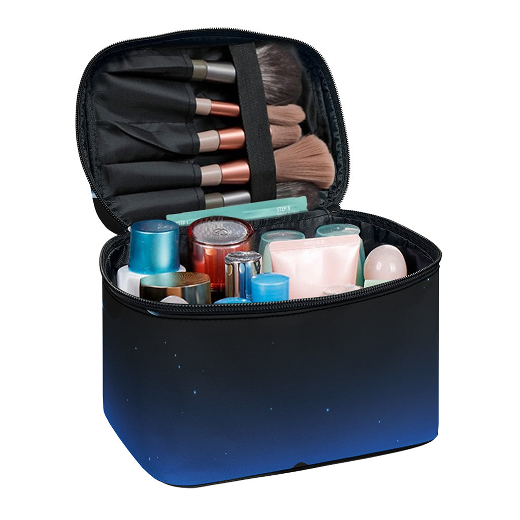 Night Sky And Moon Phase Print Travel Makeup Bag