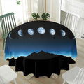 Night Sky And Moon Phase Print Waterproof Round Tablecloth