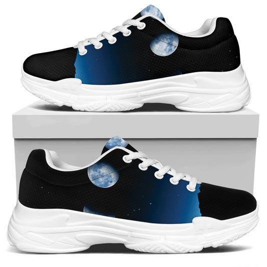 Night Sky And Moon Phase Print White Chunky Shoes