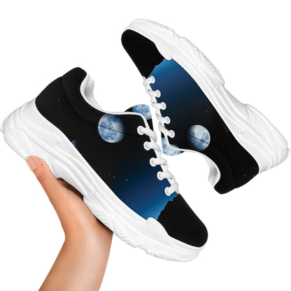 Night Sky And Moon Phase Print White Chunky Shoes
