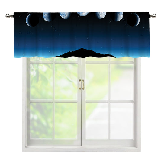 Night Sky And Moon Phase Print Window Valance