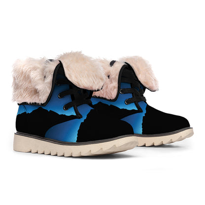 Night Sky And Moon Phase Print Winter Boots