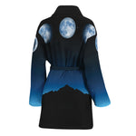 Night Sky And Moon Phase Print Women's Bathrobe