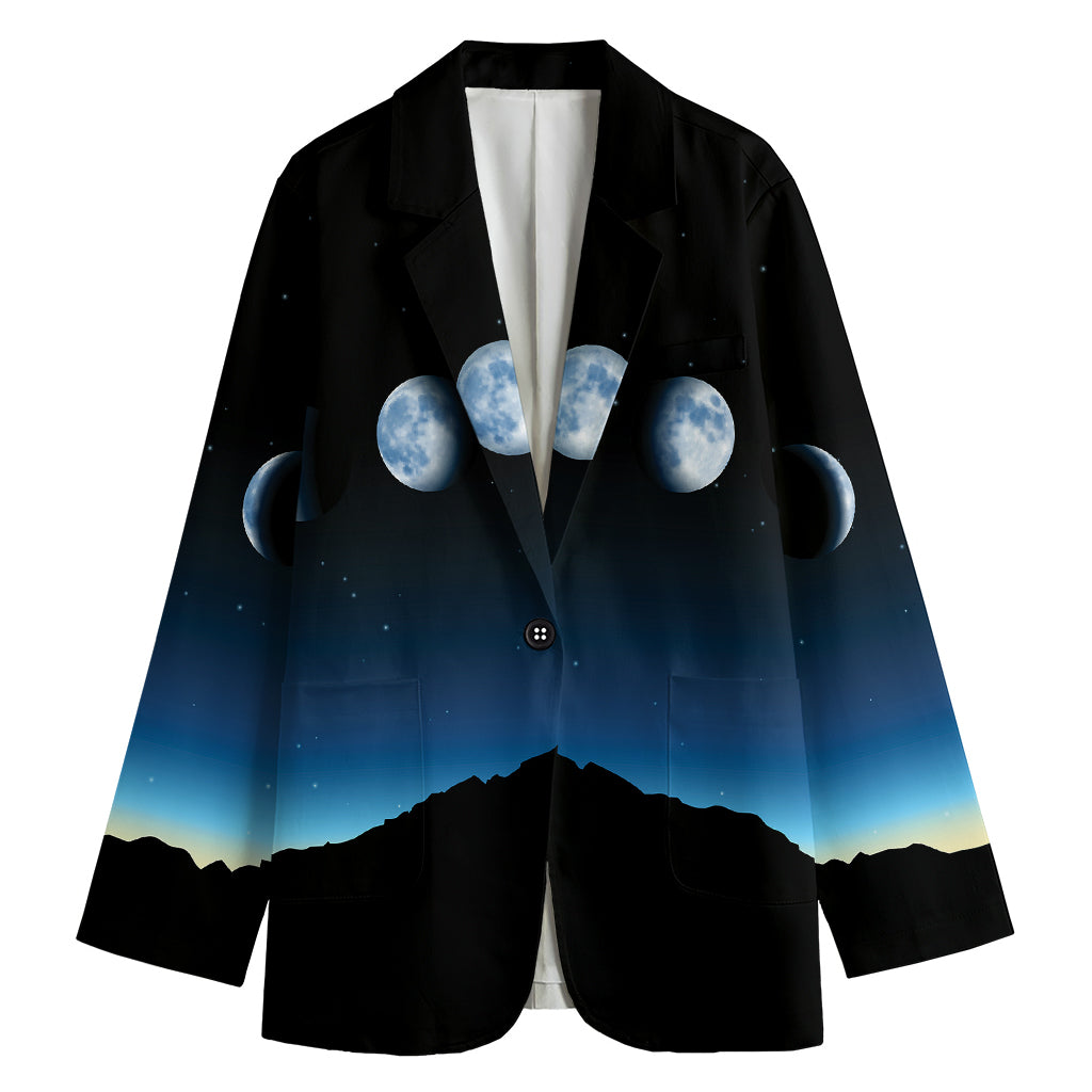 Night Sky And Moon Phase Print Women's Blazer