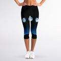 Night Sky And Moon Phase Print Women's Capri Leggings