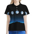 Night Sky And Moon Phase Print Women's Polo Shirt