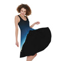 Night Sky And Moon Phase Print Sleeveless Knee Length Dress