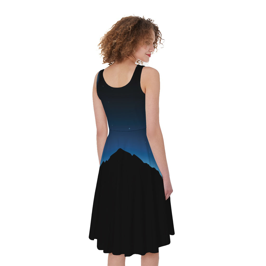 Night Sky And Moon Phase Print Women's Sleeveless Dress