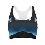 Night Sky And Moon Phase Print Women's Sports Bra
