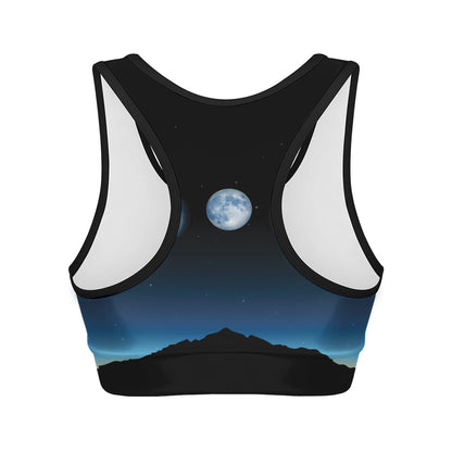 Night Sky And Moon Phase Print Women's Sports Bra