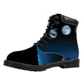 Night Sky And Moon Phase Print Padded Collar Lace Up Boots