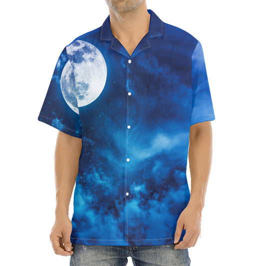 Night Sky And Moonlight Print Aloha Shirt