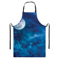 Night Sky And Moonlight Print Bib Apron With Pocket