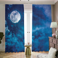 Night Sky And Moonlight Print Dimout Pencil Pleat Curtains
