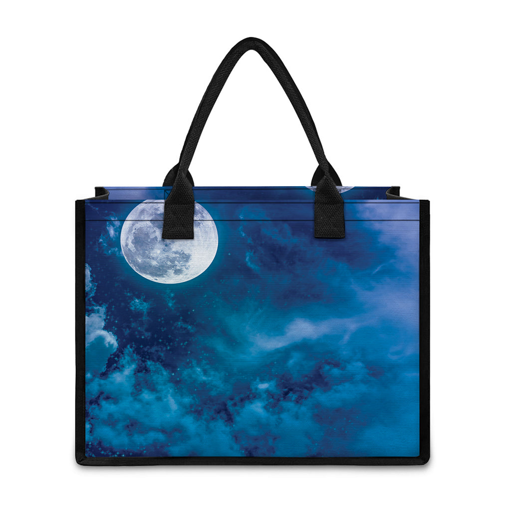 Night Sky And Moonlight Print Canvas Tote Bag