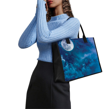 Night Sky And Moonlight Print Canvas Tote Bag