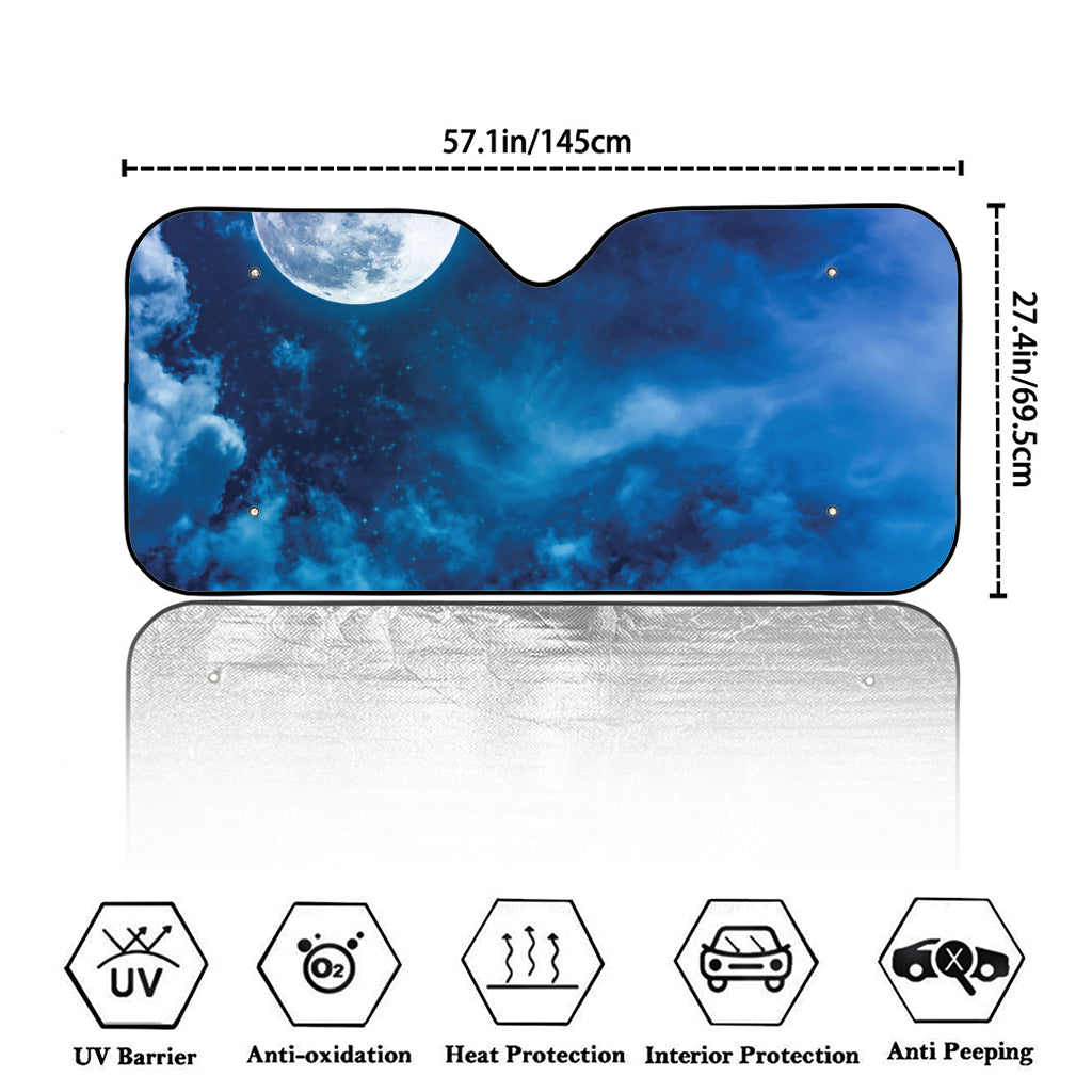 Night Sky And Moonlight Print Car Windshield Sun Shade