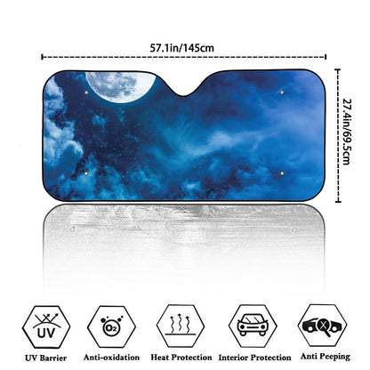 Night Sky And Moonlight Print Car Windshield Sun Shade
