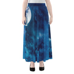 Night Sky And Moonlight Print Chiffon Maxi Skirt