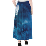 Night Sky And Moonlight Print Chiffon Maxi Skirt