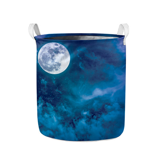 Night Sky And Moonlight Print Collapsible Laundry Basket