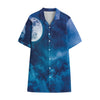 Night Sky And Moonlight Print Cotton Hawaiian Shirt