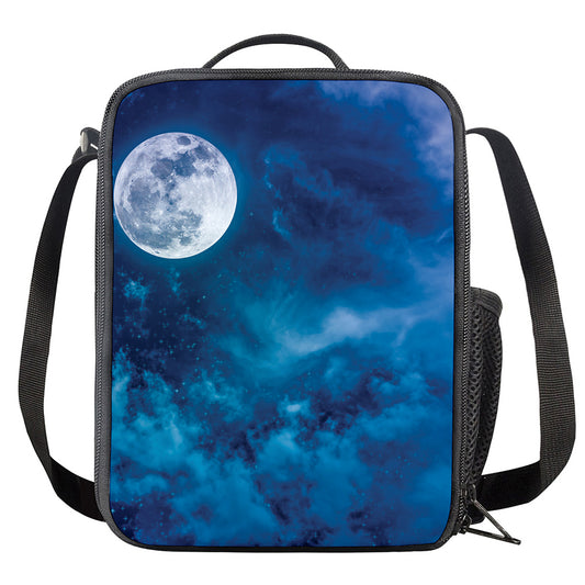 Night Sky And Moonlight Print Crossbody Lunch Bag