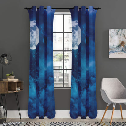 Night Sky And Moonlight Print Curtain
