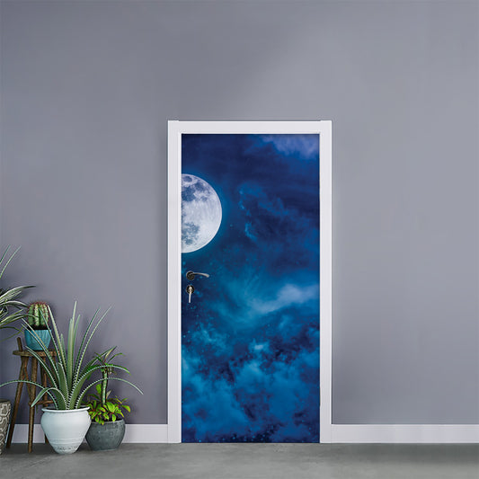 Night Sky And Moonlight Print Door Sticker
