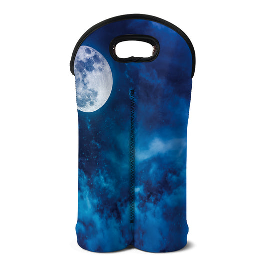 Night Sky And Moonlight Print Double Neoprene Wine Tote