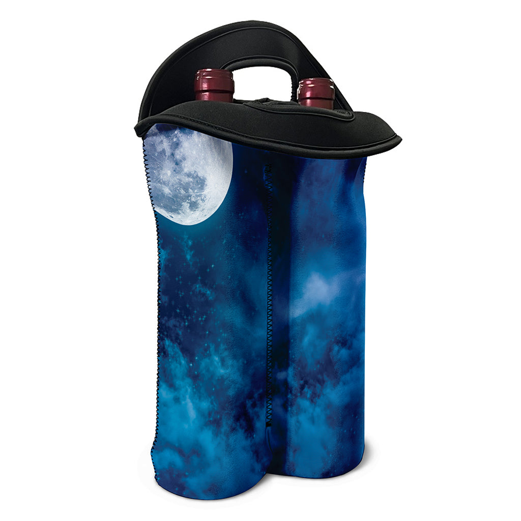 Night Sky And Moonlight Print Double Neoprene Wine Tote