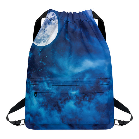 Night Sky And Moonlight Print Drawstring Backpack