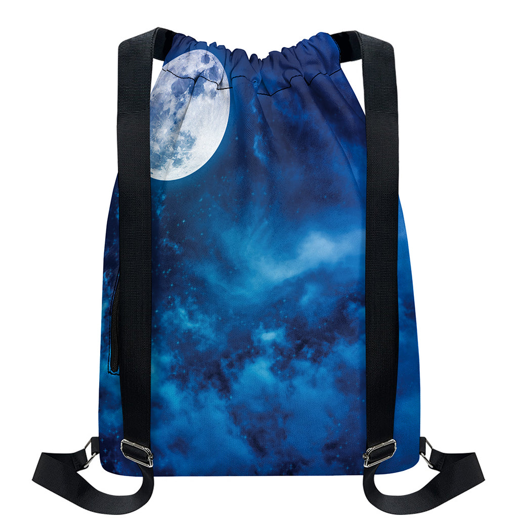 Night Sky And Moonlight Print Drawstring Backpack
