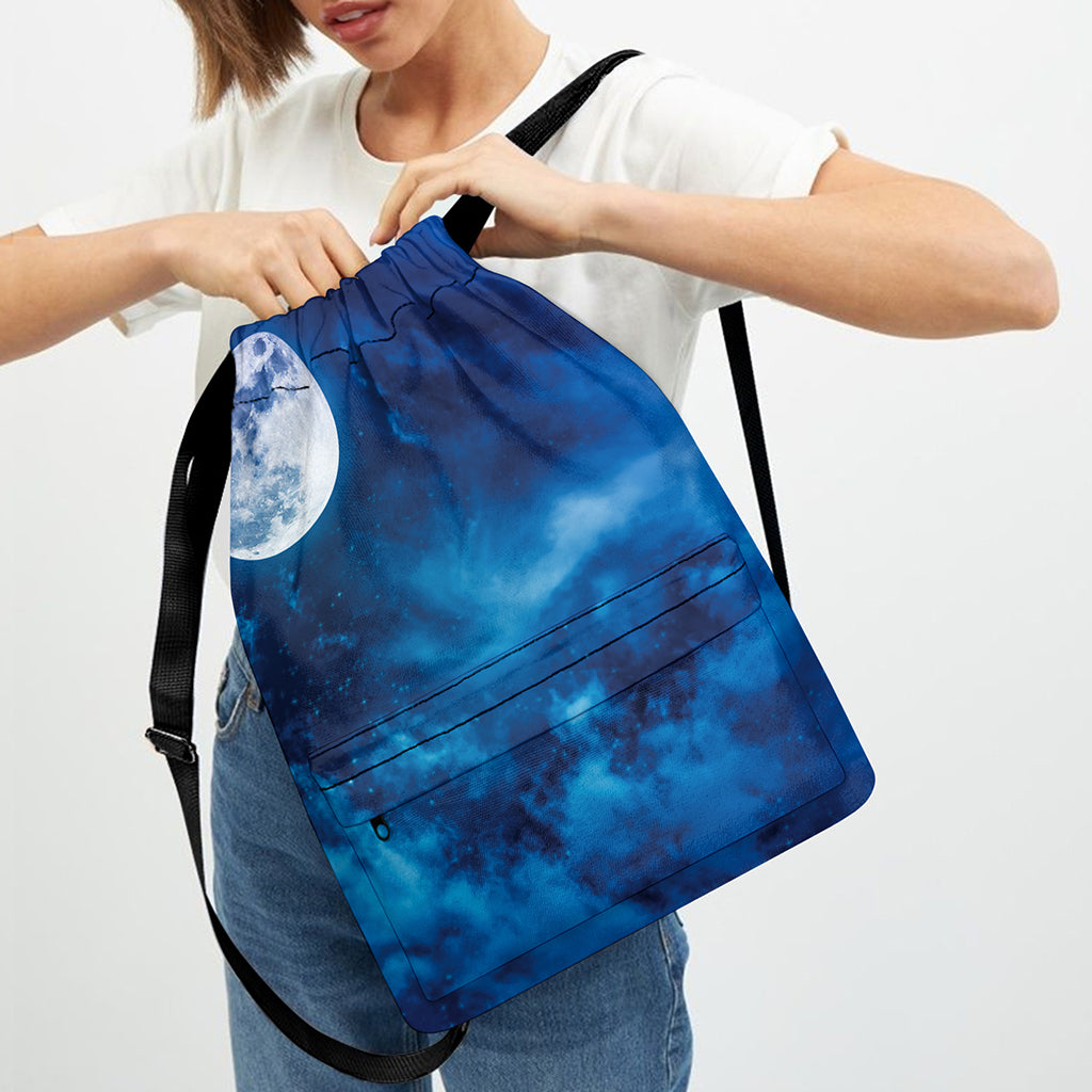 Night Sky And Moonlight Print Drawstring Backpack