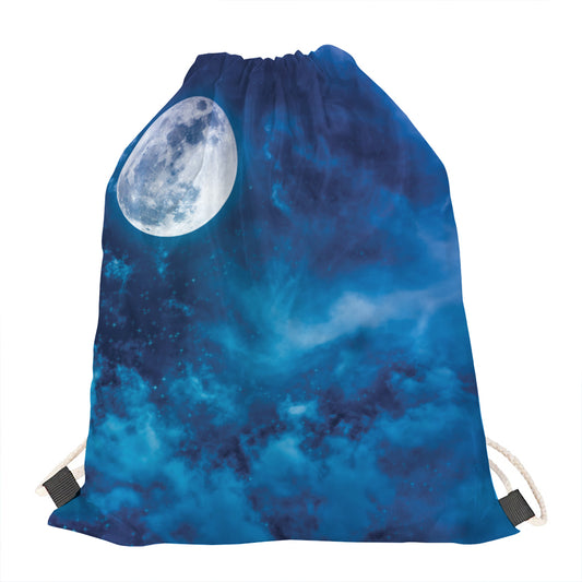 Night Sky And Moonlight Print Drawstring Bag