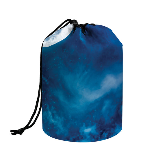 Night Sky And Moonlight Print Drawstring Makeup Bag