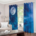 Night Sky And Moonlight Print Extra Wide Grommet Curtains