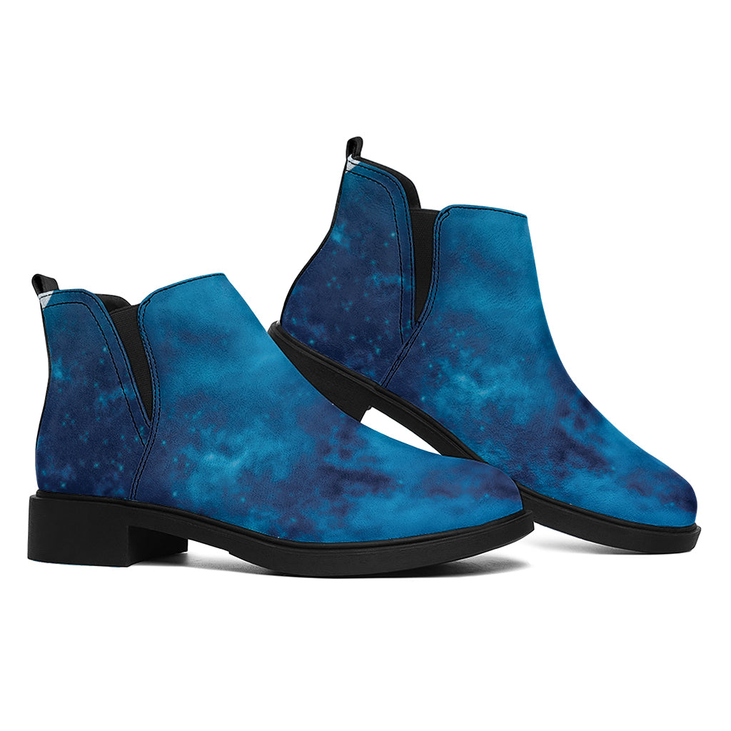 Night Sky And Moonlight Print Flat Ankle Boots