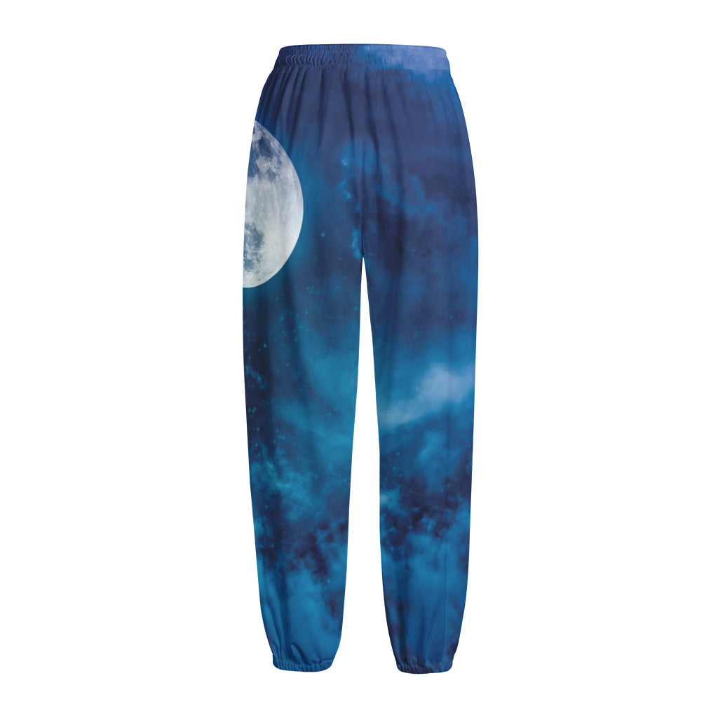 Night Sky And Moonlight Print Fleece Lined Knit Pants