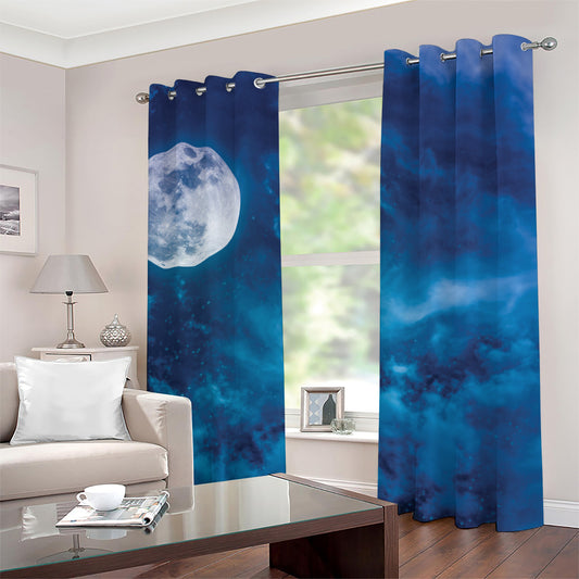 Night Sky And Moonlight Print Grommet Curtains