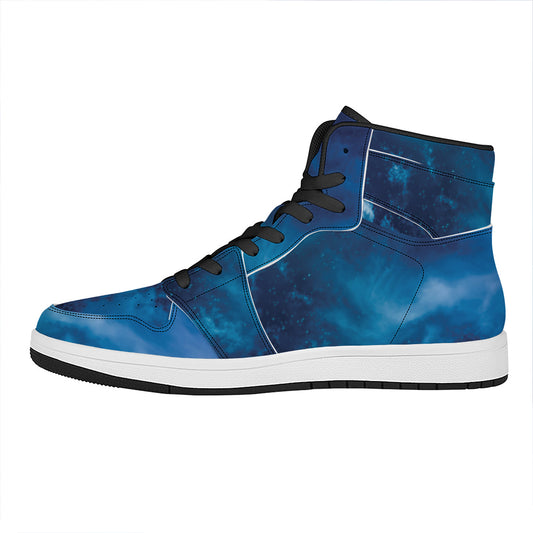 Night Sky And Moonlight Print High Top Leather Sneakers