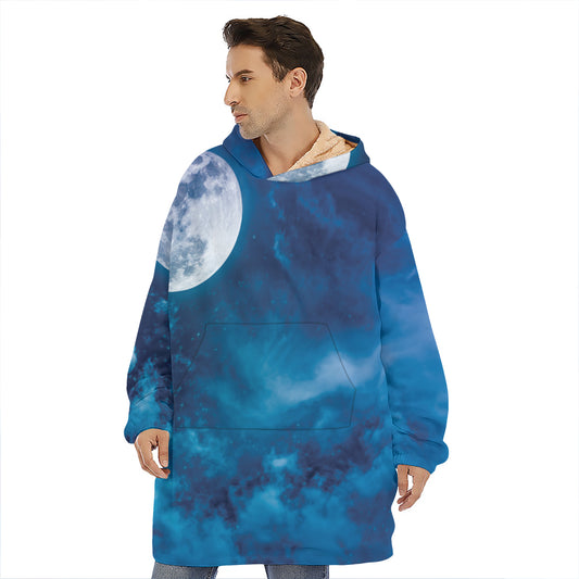 Night Sky And Moonlight Print Hoodie Blanket