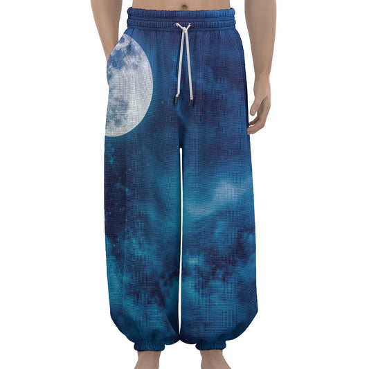 Night Sky And Moonlight Print Lantern Pants