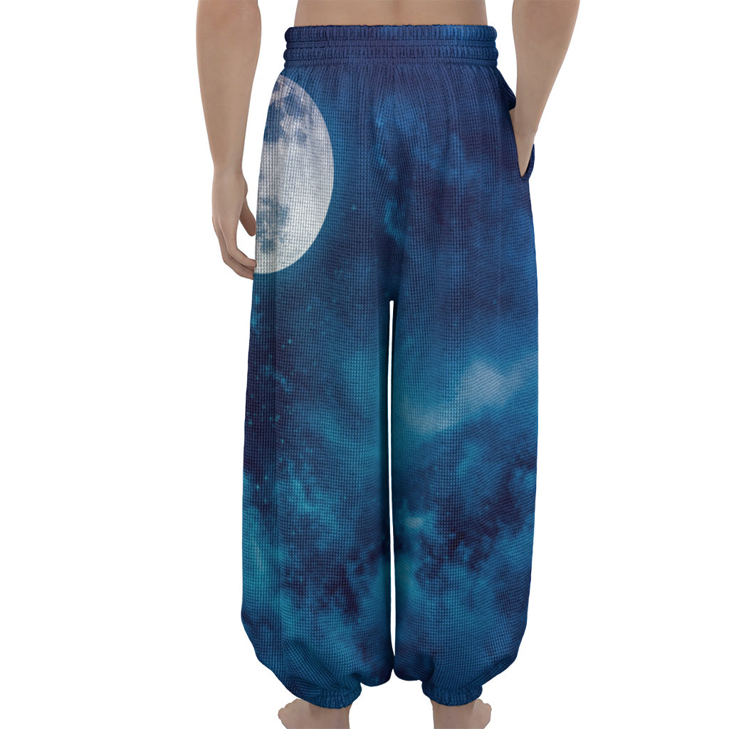 Night Sky And Moonlight Print Lantern Pants