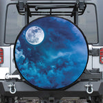 Night Sky And Moonlight Print Leather Spare Tire Cover