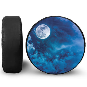 Night Sky And Moonlight Print Leather Spare Tire Cover