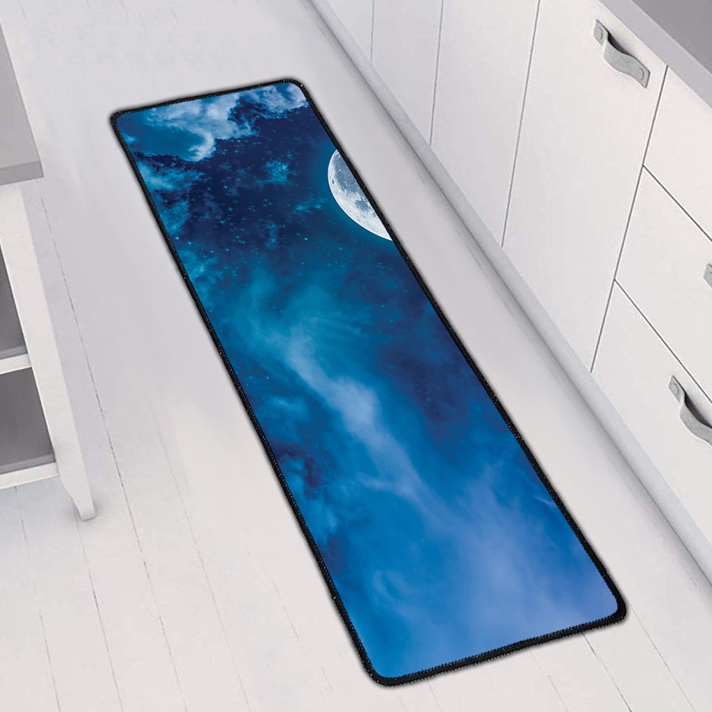 Night Sky And Moonlight Print Long Kitchen Mat
