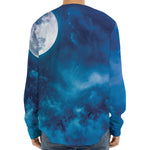 Night Sky And Moonlight Print Long Sleeve Baseball Jersey